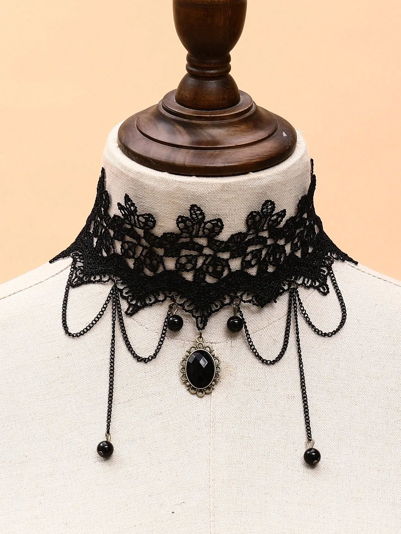 1pc Black Crown Pendant Choker Lace Necklace Collar Clavicle Chain Jewelry