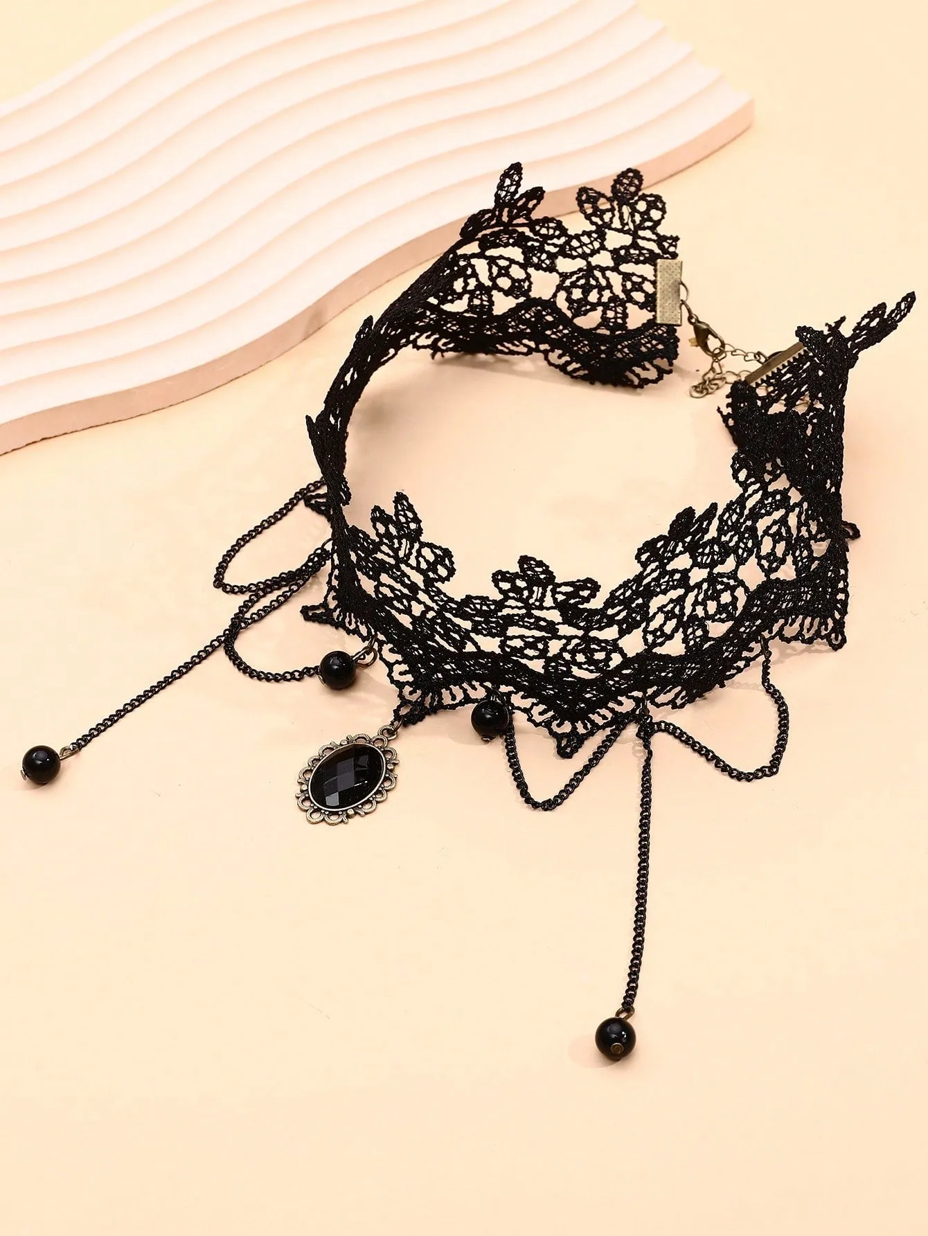 1pc Black Crown Pendant Choker Lace Necklace Collar Clavicle Chain Jewelry