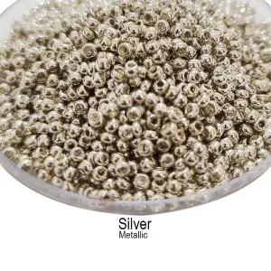 25 GRAM PKG. METALLIC Silver 11/0 GLASS SEED BEADS BEST QUALITY SUGAR SEED BEADS