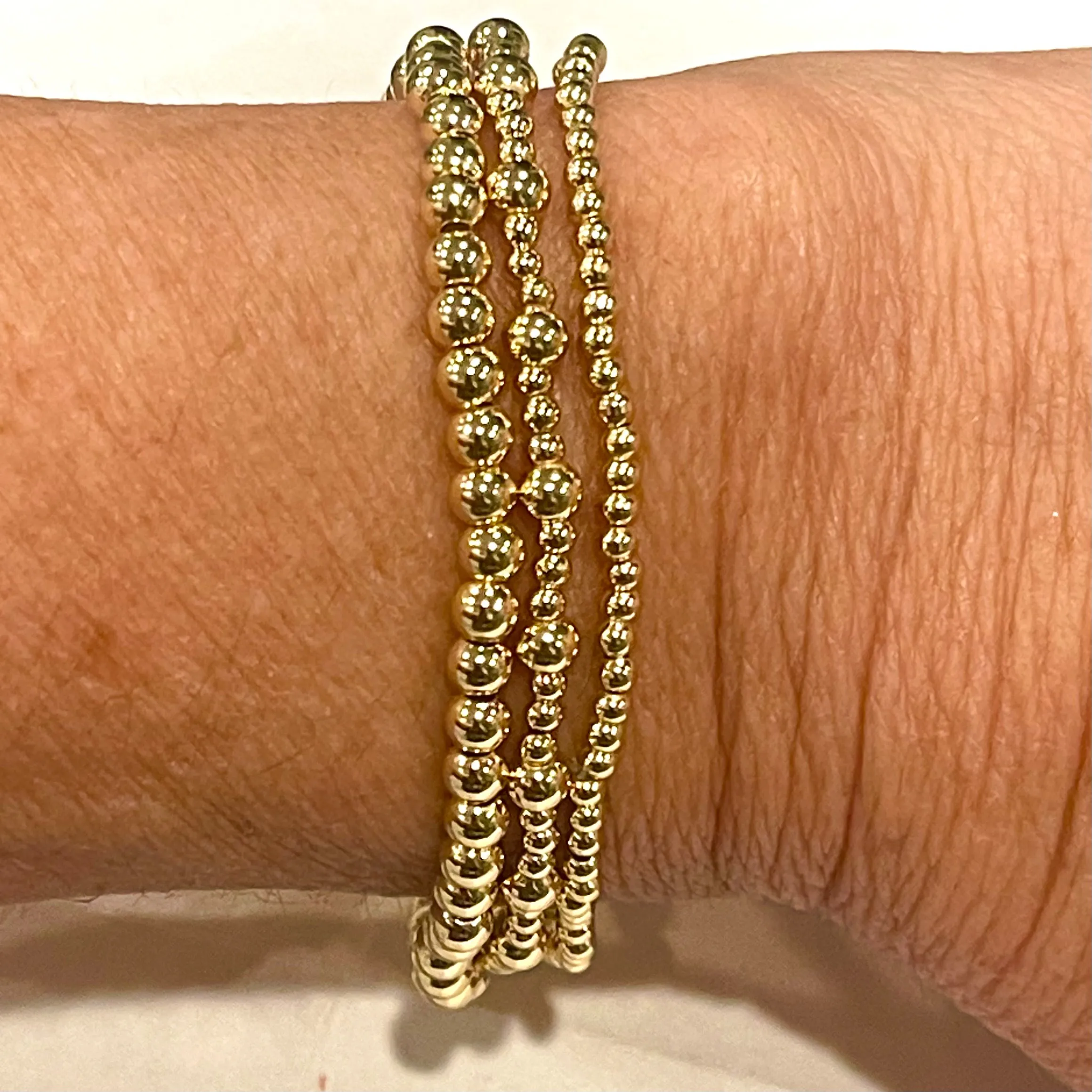 2mm/4mm Gold Beaded Stretch Bracelet