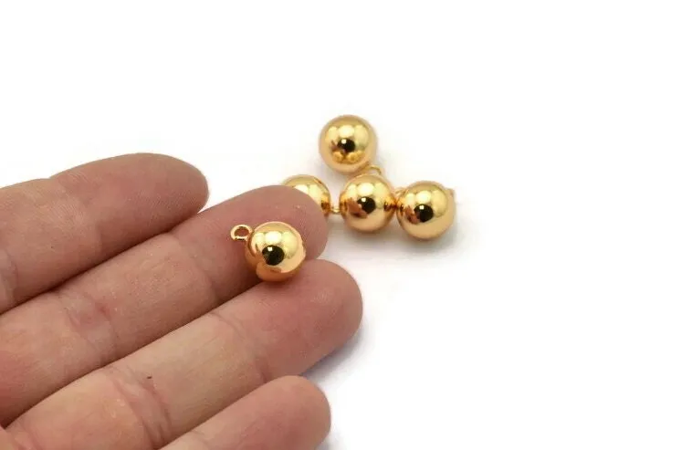 4 Gold Plated Brass Ball Charms (10mm) Bs-1078--N0585