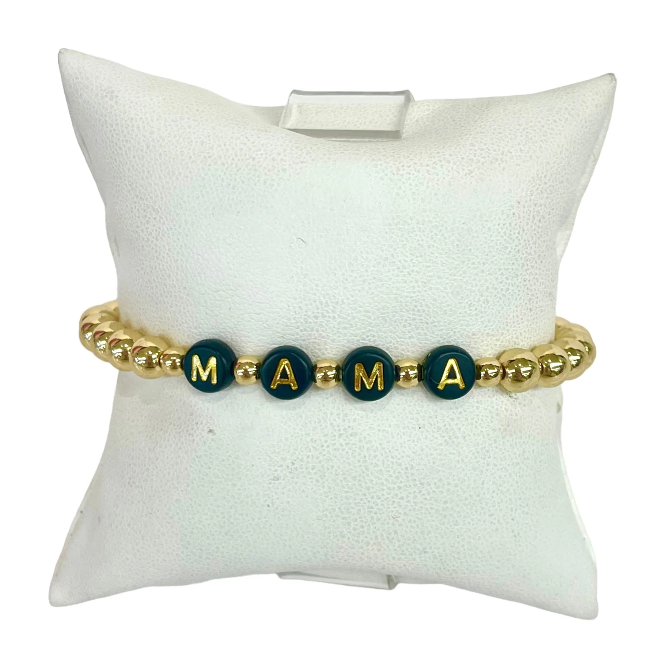 6MM Gold Beaded Mama Stretch Bracelet