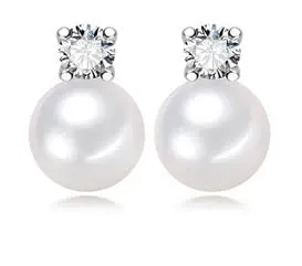 8-9mm Freshwater Pearl AAA Button Stud  Earrings 925 Sterling Silver