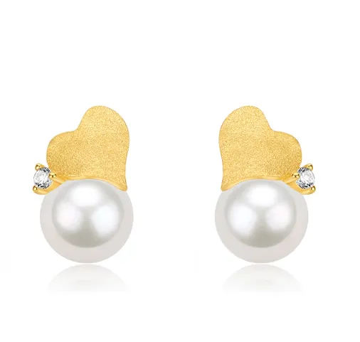 8-9mm Freshwater Pearl & Sable Earrings