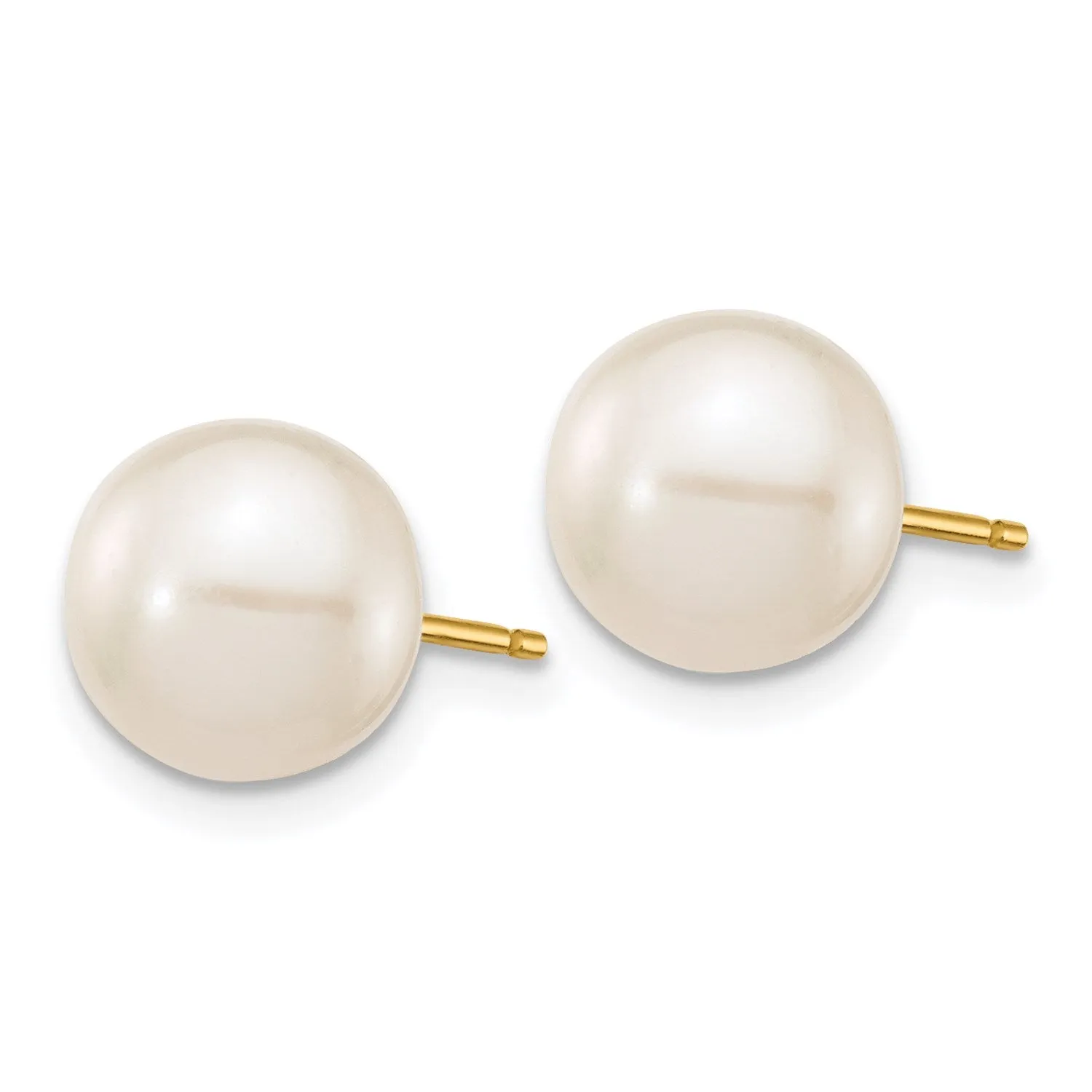 8MM Round Pearl Stud Earrings in 14KT Yellow Gold