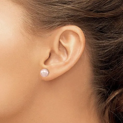 9.5MM Pink Pearl Stud Earrings