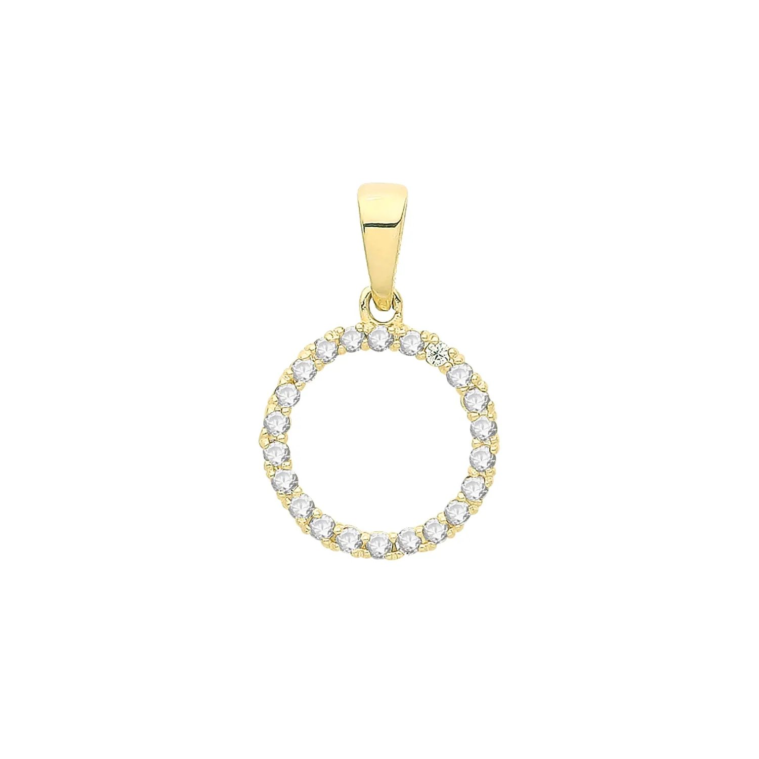 9CT GOLD CZ CIRCLE PENDANT