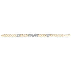 9CT GOLD CZ MUM AND DOUBLE HEART BRACELET