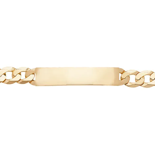 9CT GOLD GENTS' CURB RECTANGULAR ID PLATE BRACELET