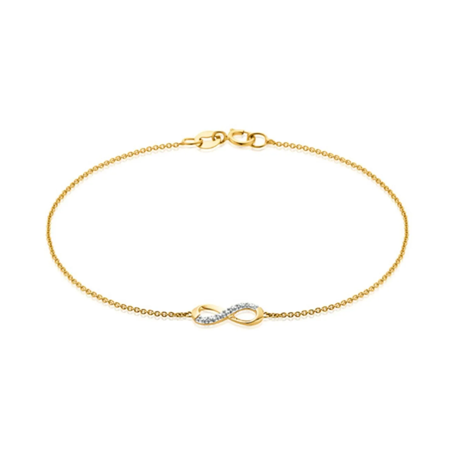 9ct Yellow Gold & Diamond Set Infinity Bracelet