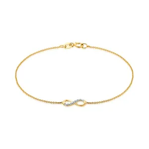 9ct Yellow Gold & Diamond Set Infinity Bracelet