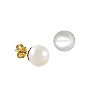 9ct Yellow Gold Freshwater Button Pearl Stud Earrings