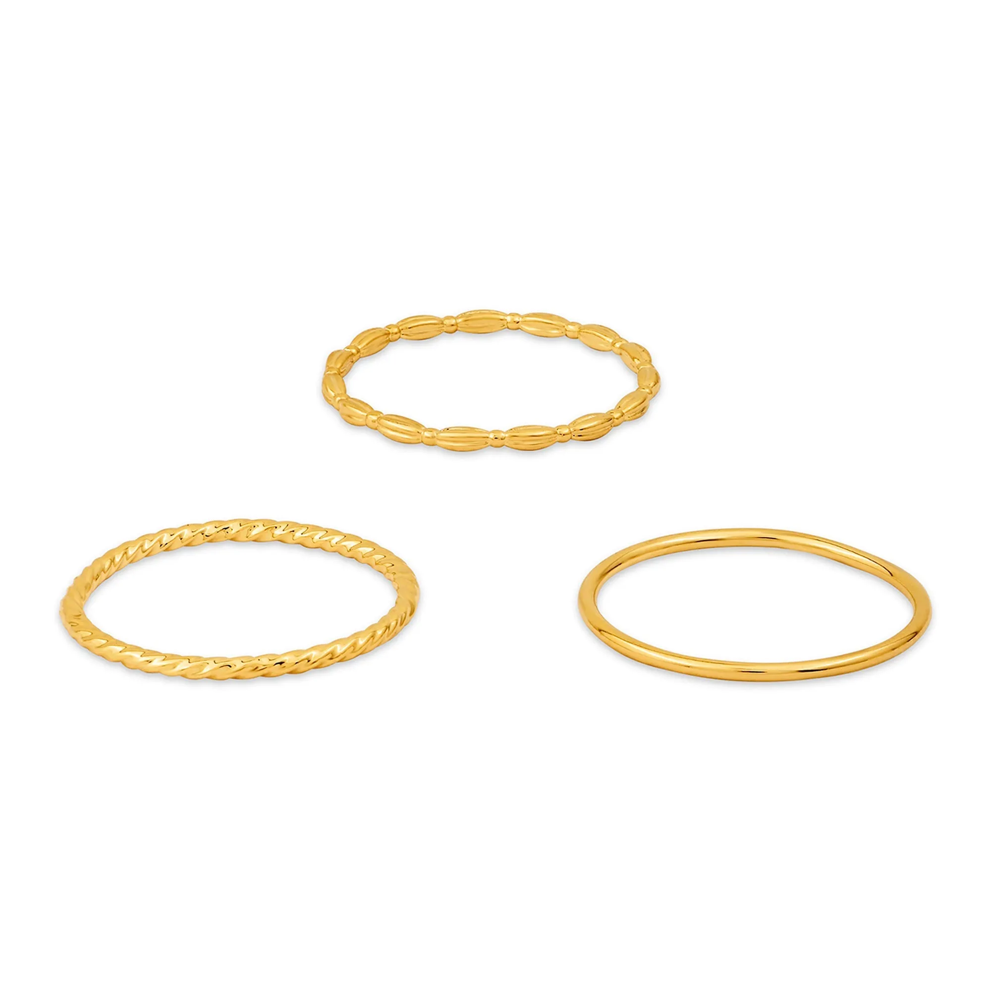 Accessorize London Women 14k Gold-Plated Delicate Rings Set of 3-Small