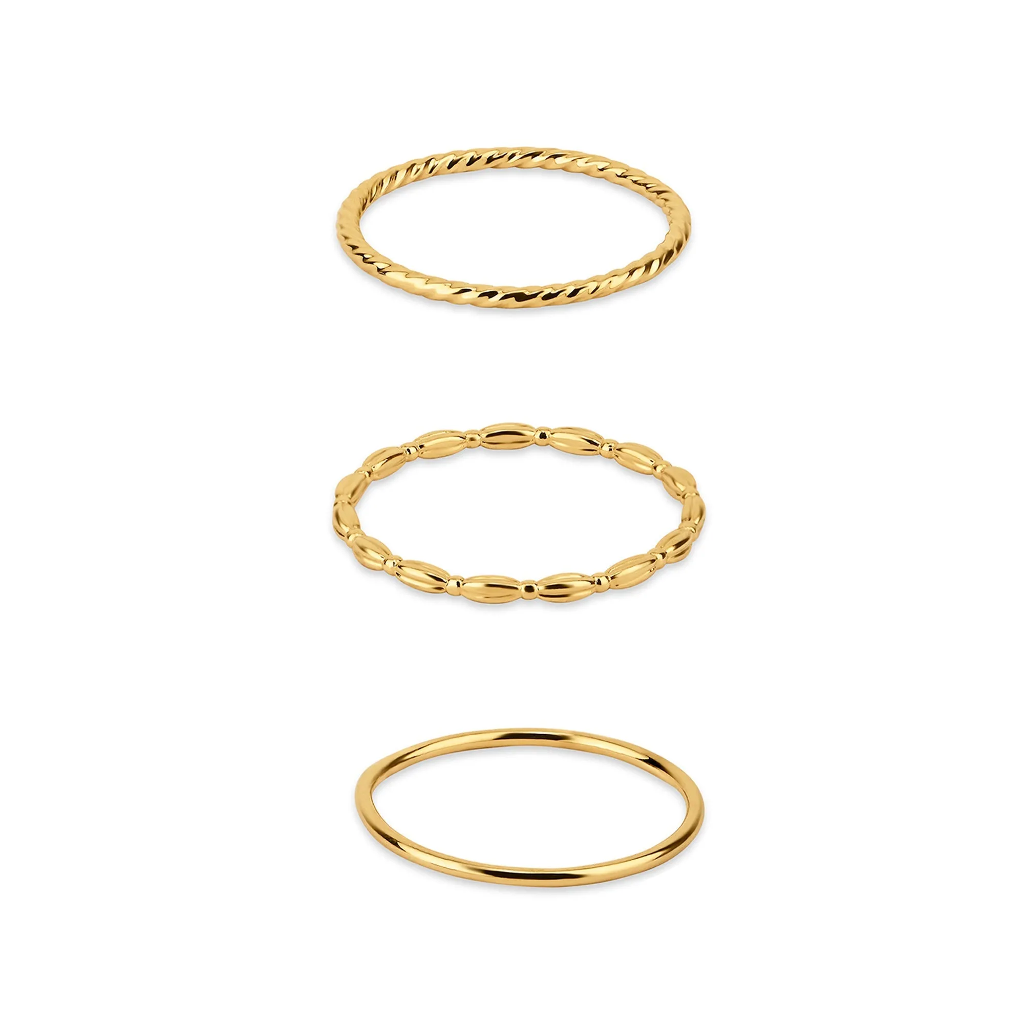 Accessorize London Women 14k Gold-Plated Delicate Rings Set of 3-Small