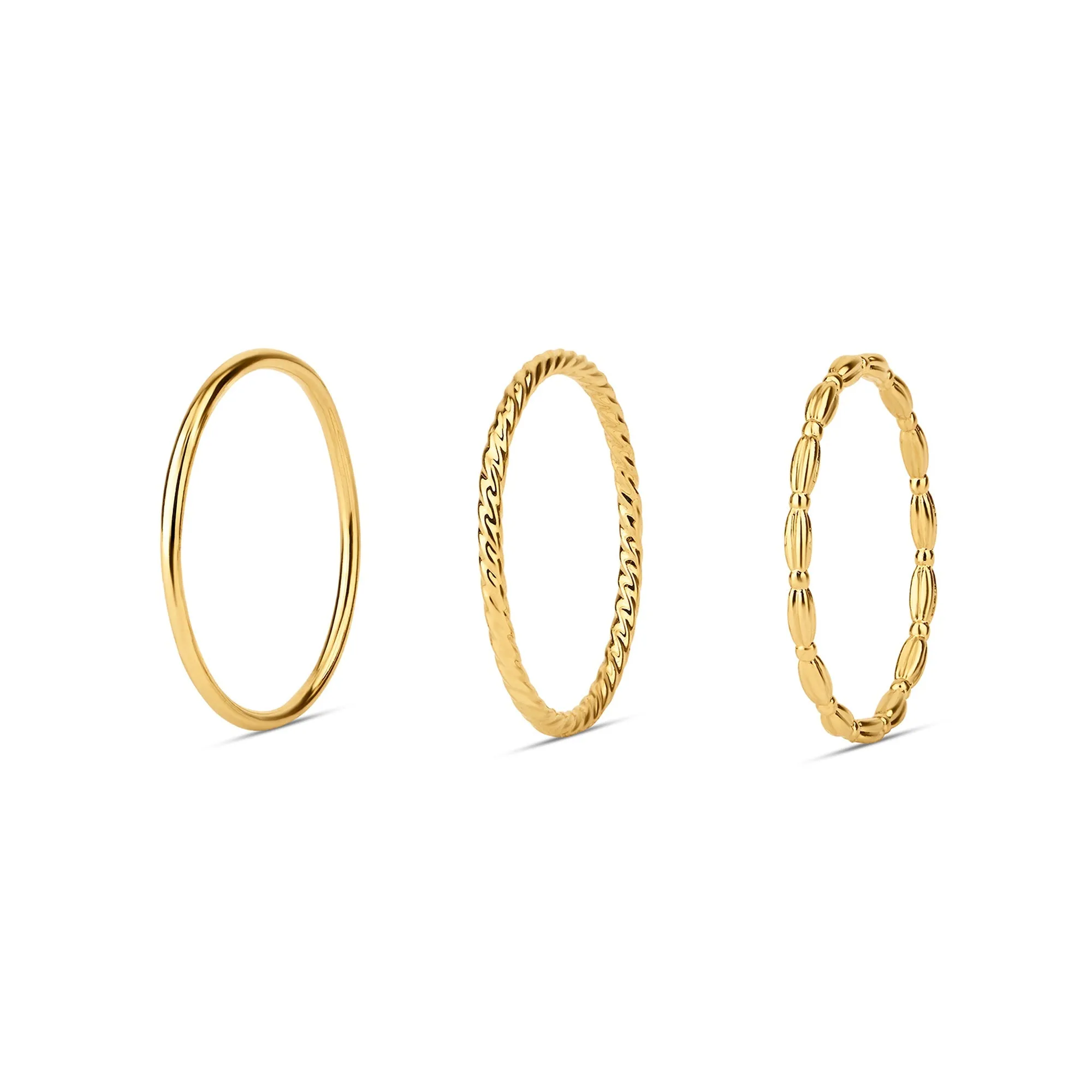 Accessorize London Women 14k Gold-Plated Delicate Rings Set of 3-Small