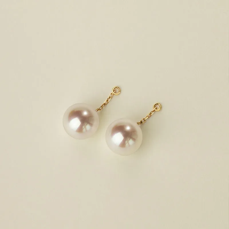 Akoya Pearl 18K Gold Ear Stud Ear Thread Drop Earring Chains