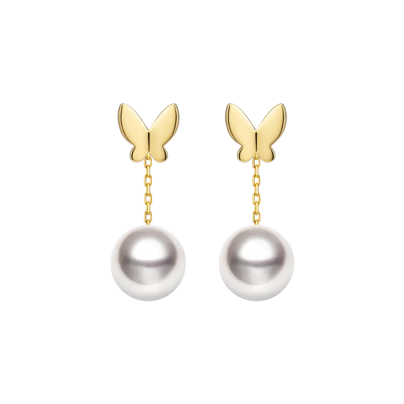 Akoya Pearl 18K Gold Ear Stud Ear Thread Drop Earring Chains