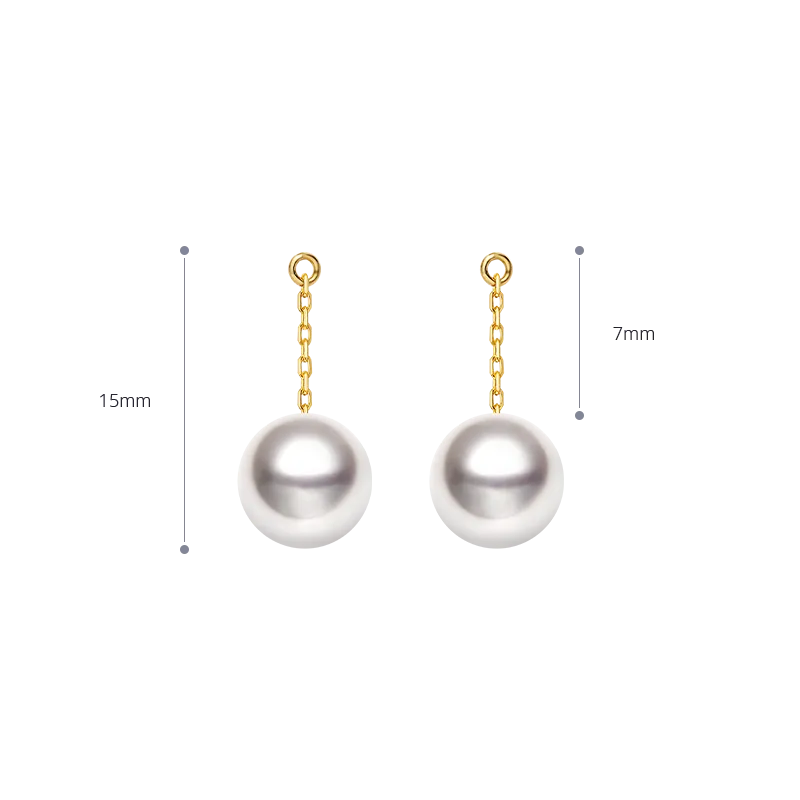 Akoya Pearl 18K Gold Ear Stud Ear Thread Drop Earring Chains