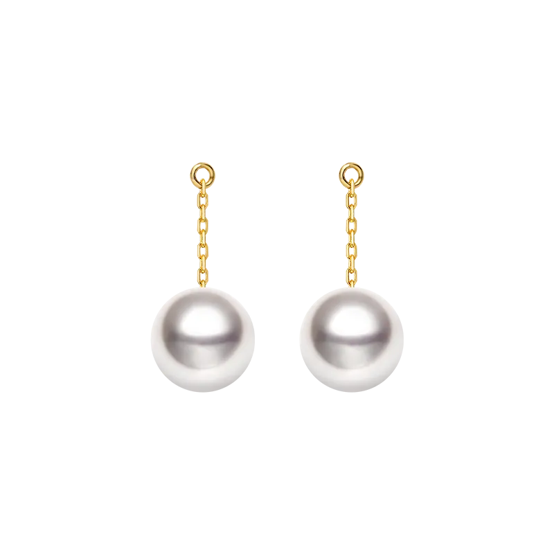 Akoya Pearl 18K Gold Ear Stud Ear Thread Drop Earring Chains