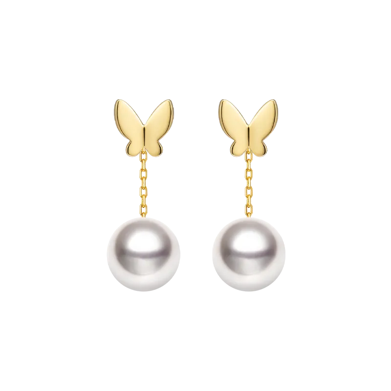 Akoya Pearl 18K Gold Ear Stud Ear Thread Drop Earring Chains