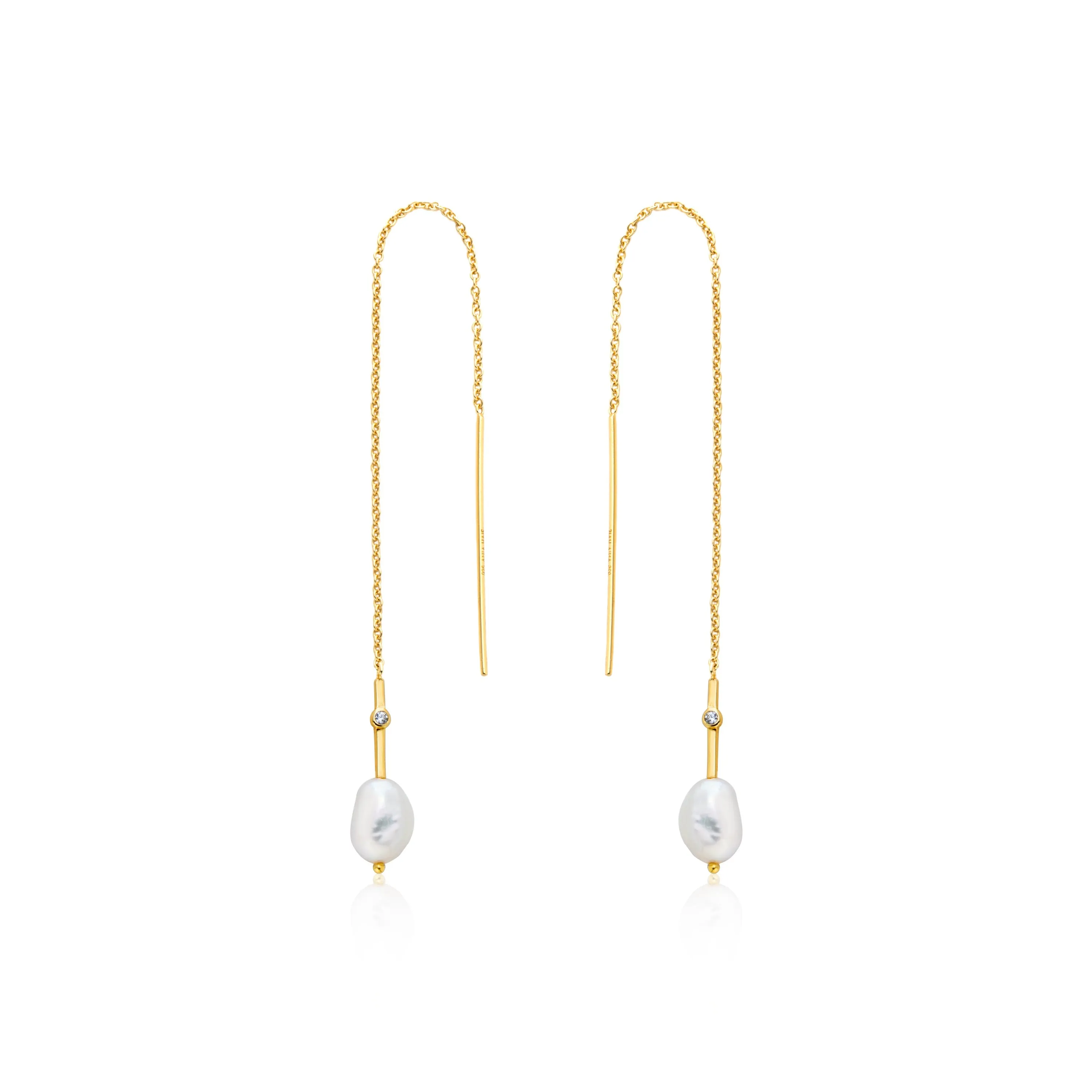 Ania Haie Pearl Threader Earrings Gold