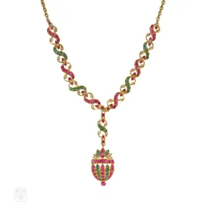 Antique gem-set giardinetto necklace