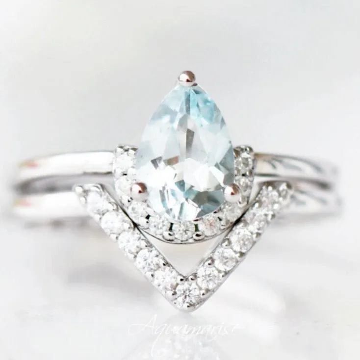 Aria Aquamarine Ring Set- Sterling Silver