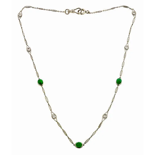 Art Deco Emerald & Diamond Chain