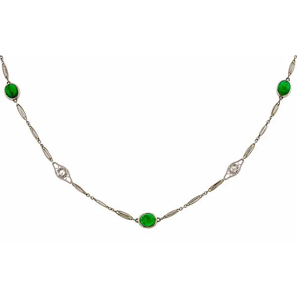 Art Deco Emerald & Diamond Chain