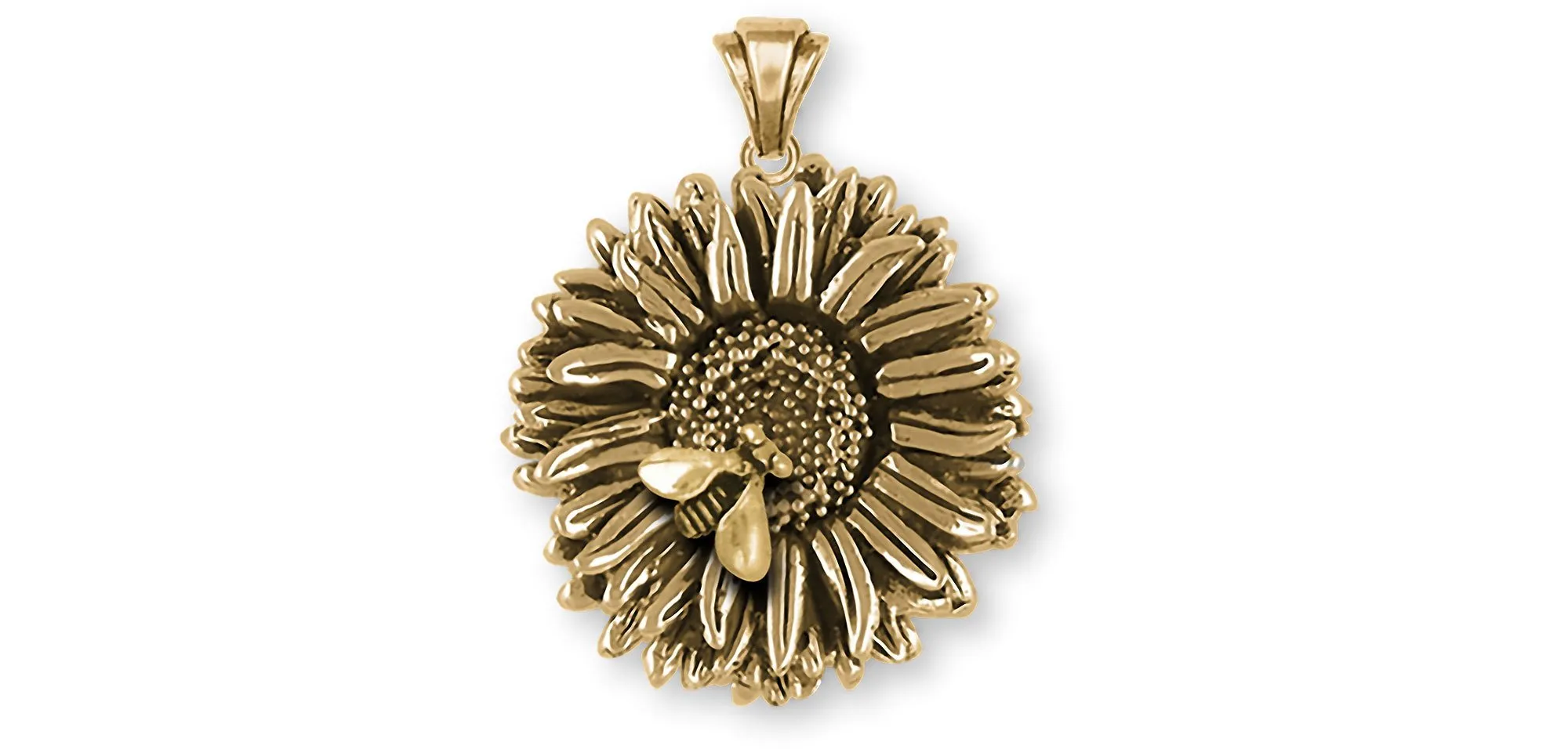 Aster Jewelry 14k Yellow Gold Handmade Aster Flower Pendant  AST2-BEEPG