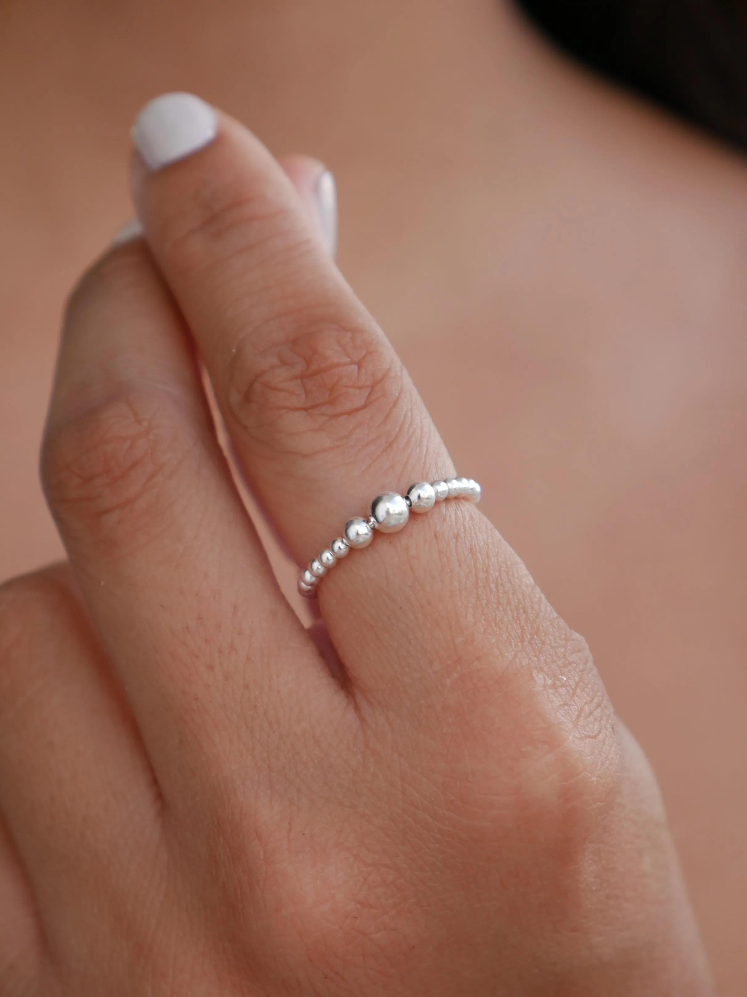 Ball Silver Ring, ,925 Sterling Silver Lucky 3 Silver Ball, Waterproof Nickel Free Dainty Ring