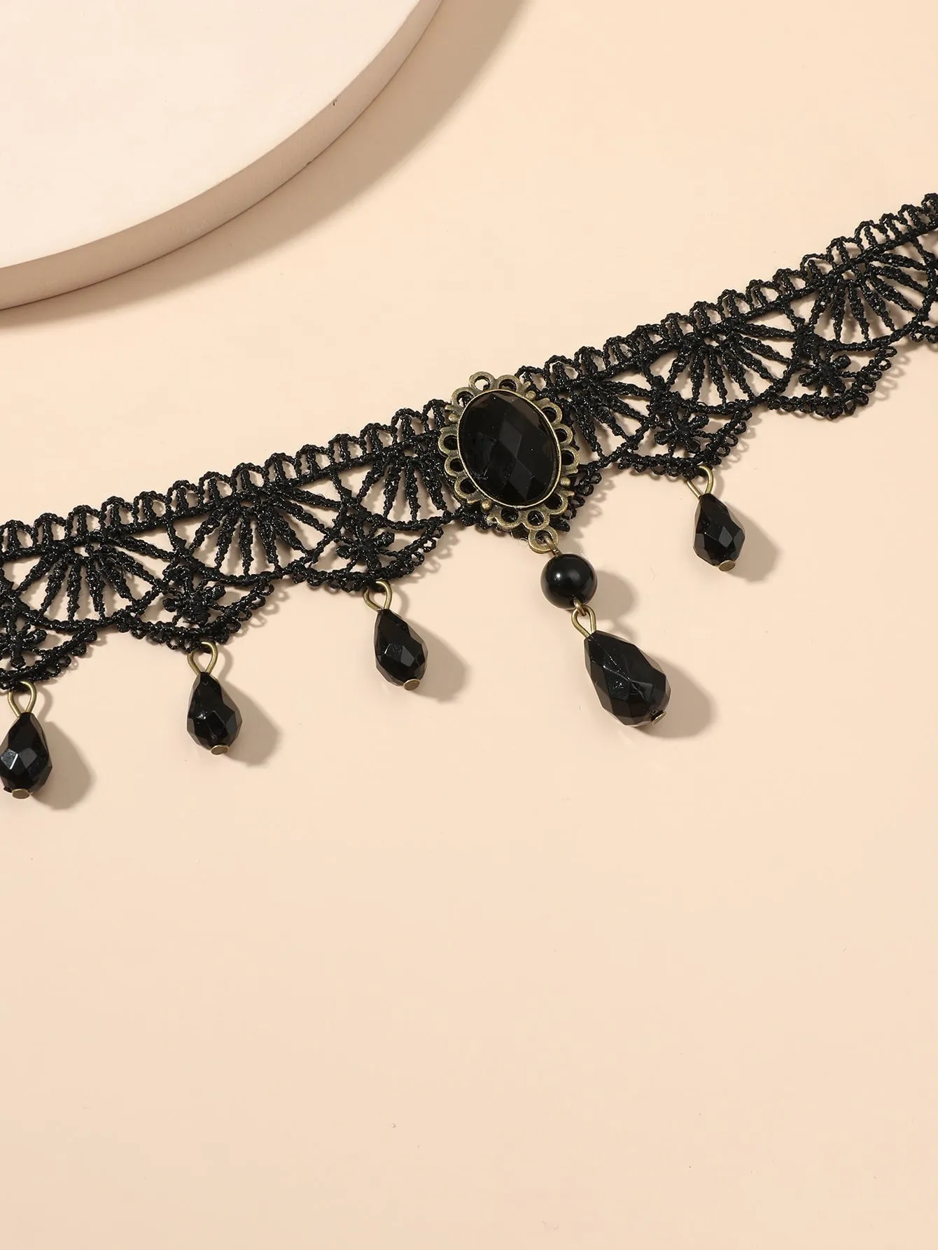 Bead Decor Lace Choker Creative Necklace for Women Fashion Jewelry