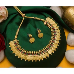 Bhavi Jewels Pota Stone Gold Plated Necklace Set