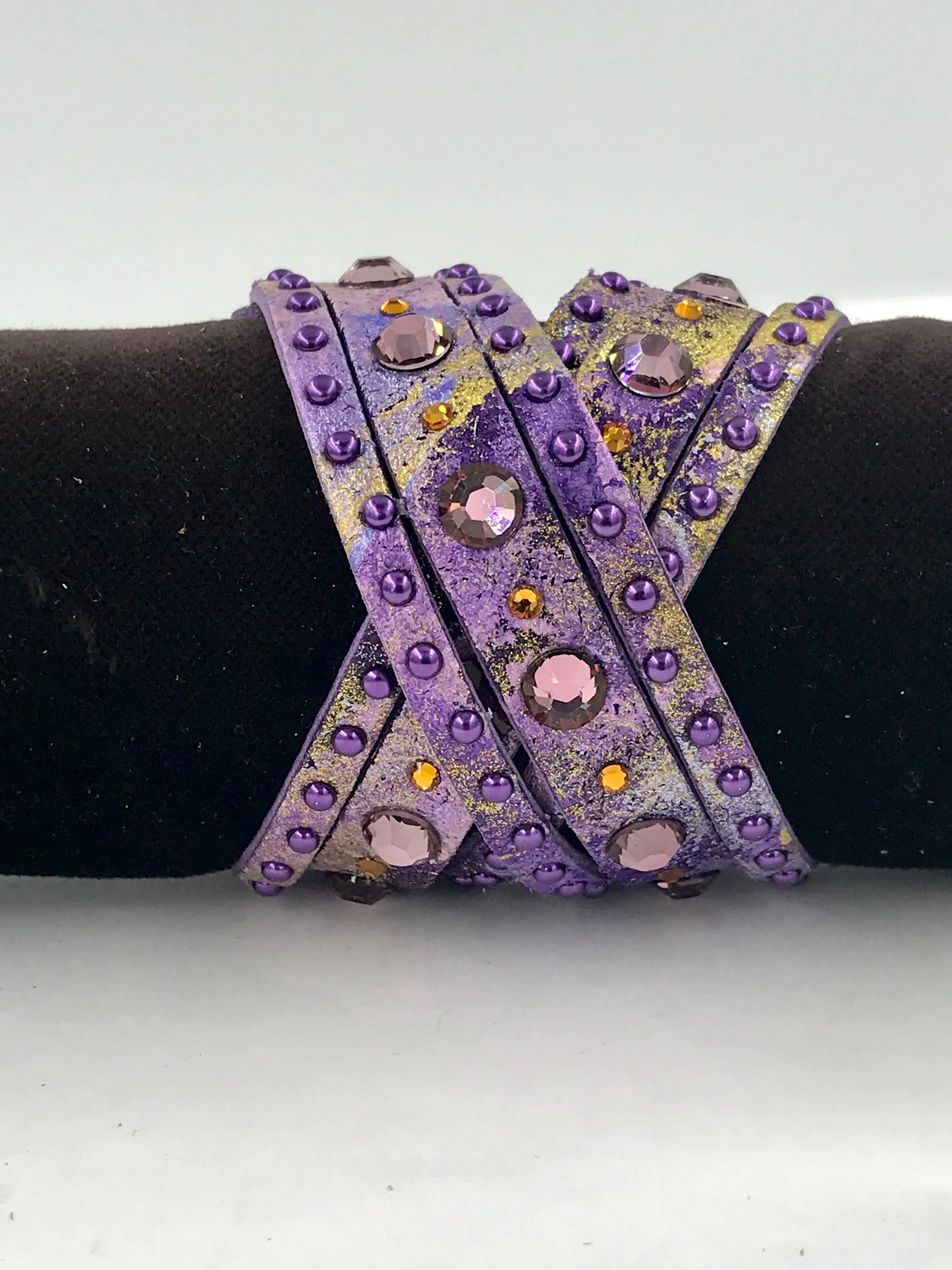 Big Stone Triple Treat  Bracelet/Choker/Boot Cuff - "Purple Haze"