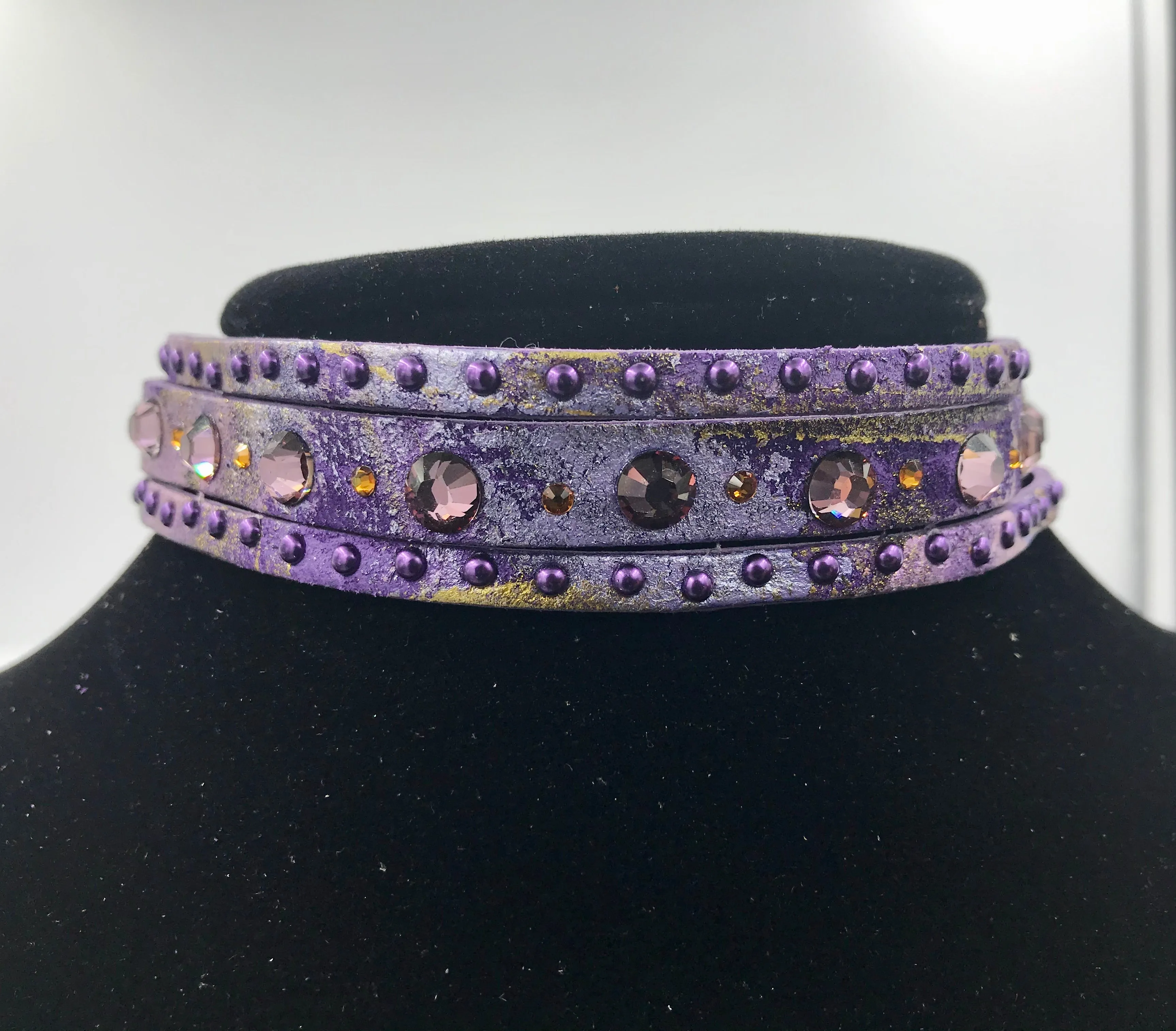 Big Stone Triple Treat  Bracelet/Choker/Boot Cuff - "Purple Haze"