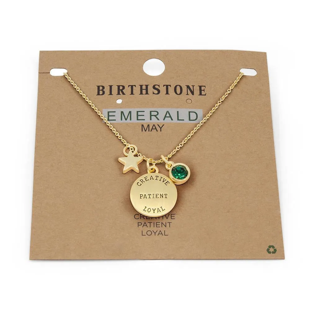 Birthstone Necklace May Gold Plated