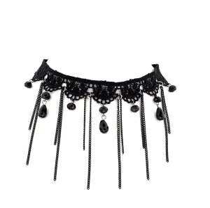 Black Lace Choker with Chains & Fascitated Attachments