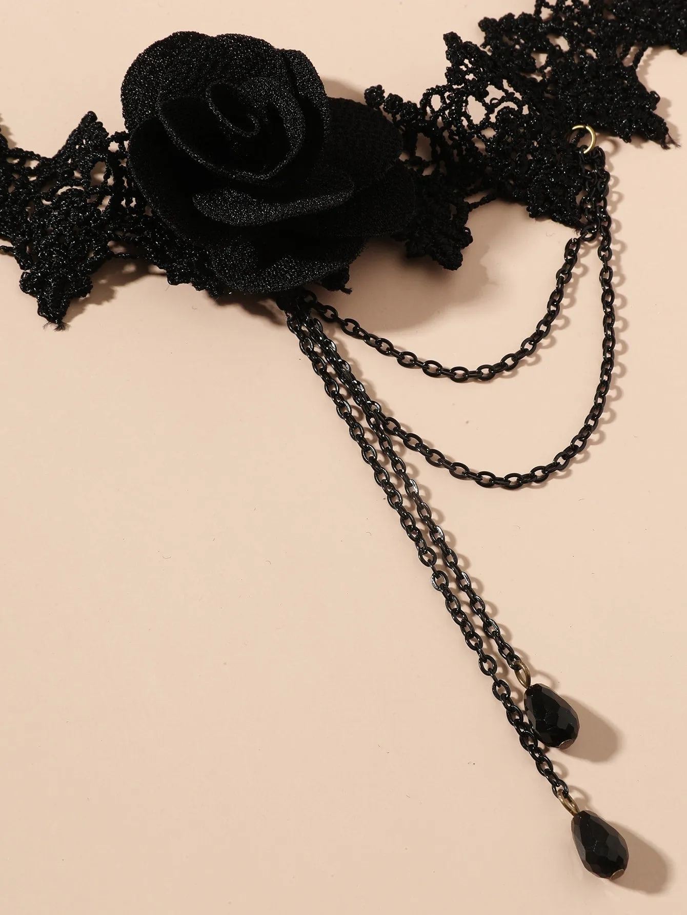 Black Lace Rose Chain Decor Choker Necklace for Women Jewelry for Women Necklace