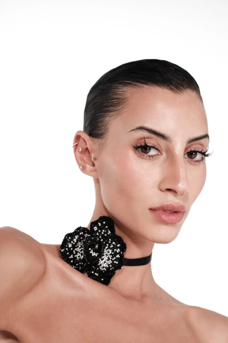 BLACK ORCHID CRYSTAL CHOKER