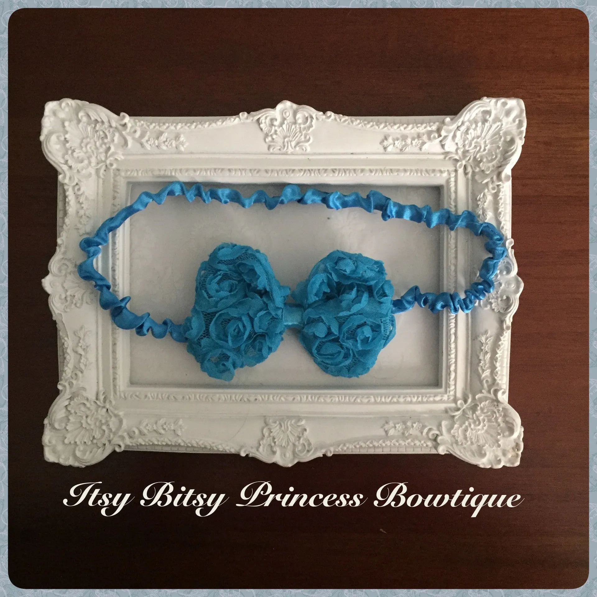 Blue Rose Bow headband