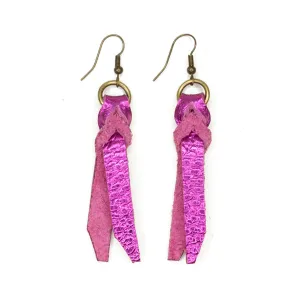 Braided Earrings: Pink Metallic