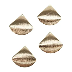 Brass Pendants - Fan - 18k Gold Plated - Pkg/4