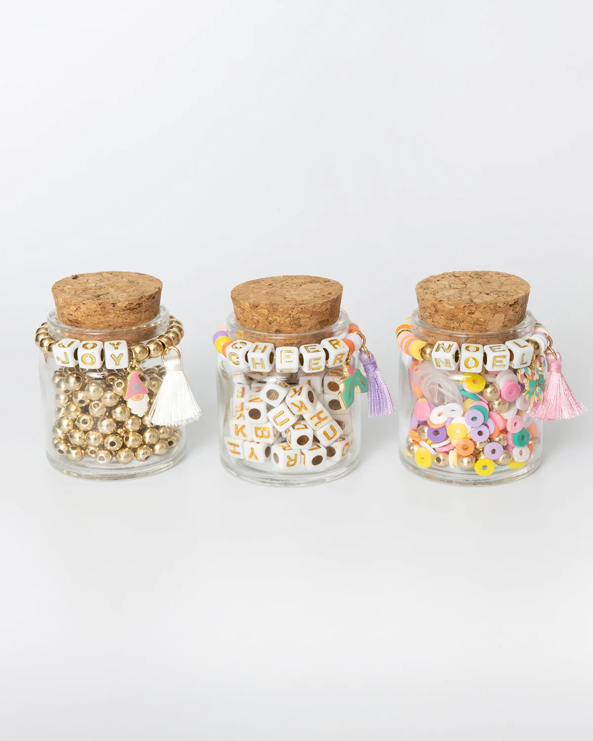 Bright Christmas Mini Jars DIY Beaded Jewelery Gift Set