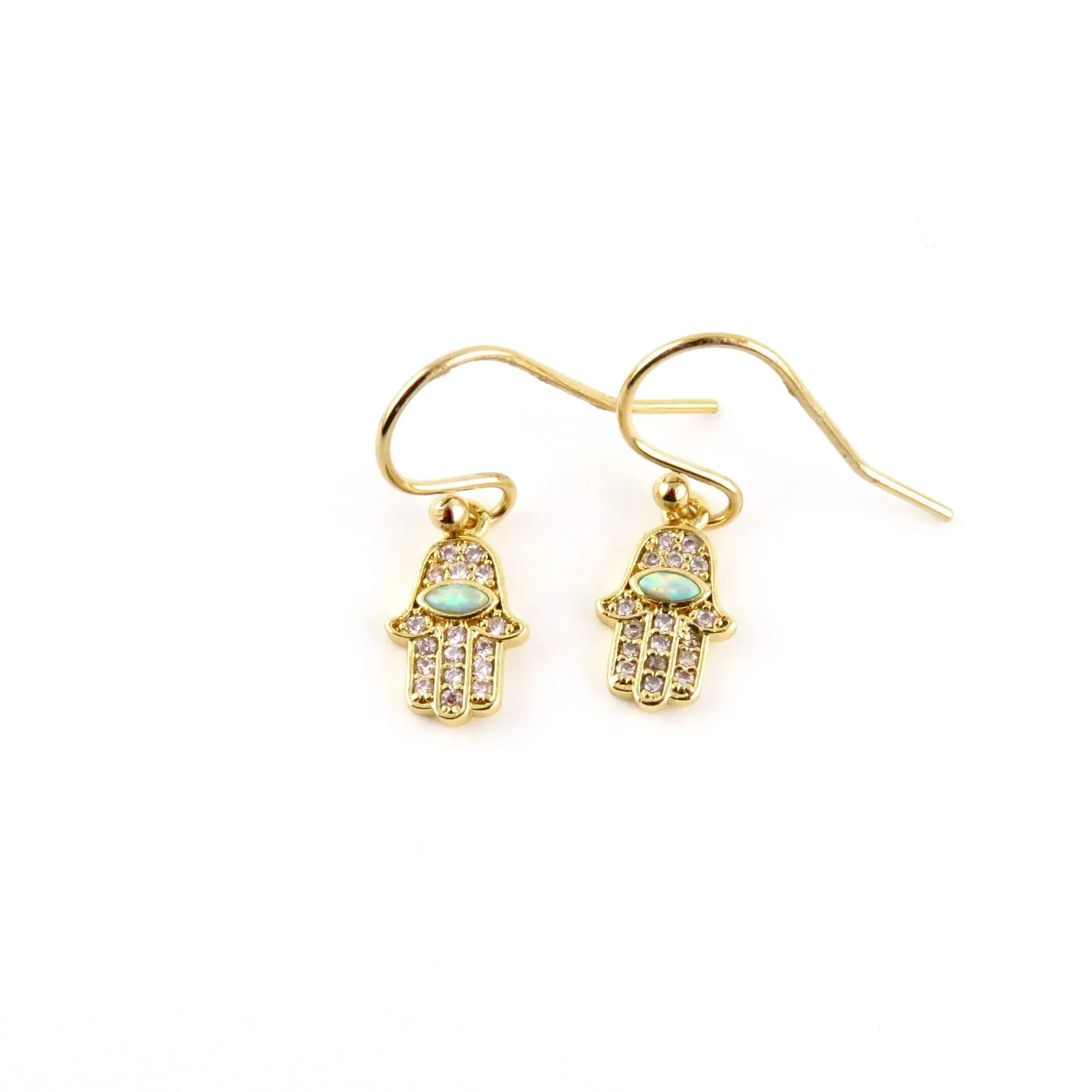 Bright Opal Hamsa Earrings