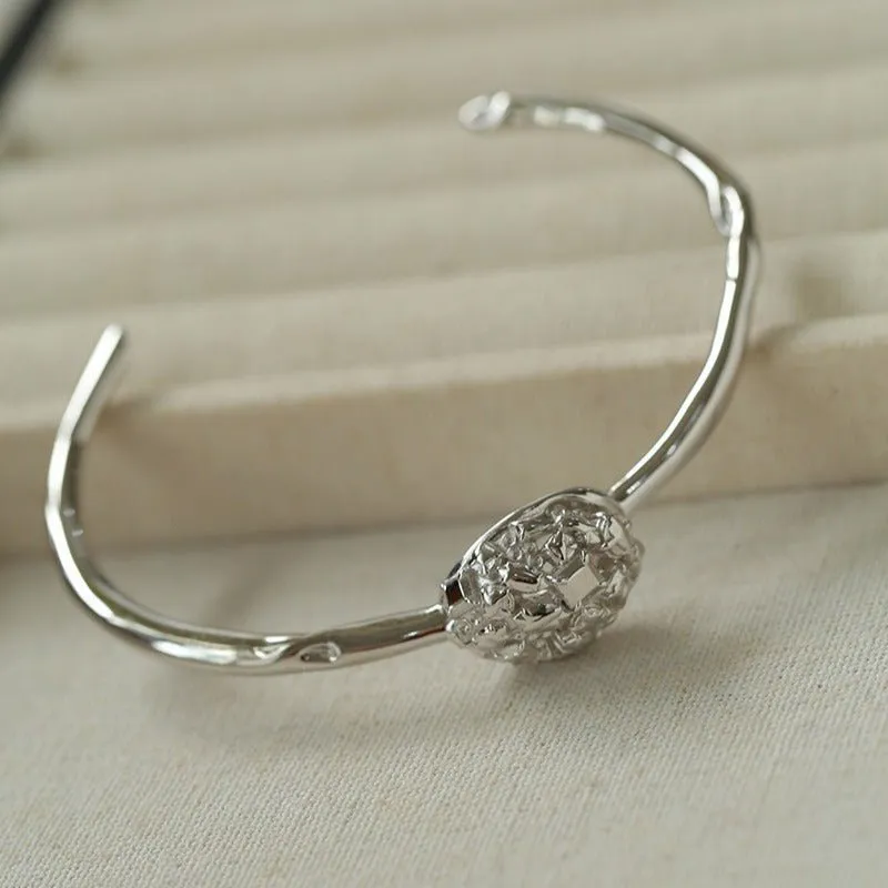 Carat Series Starry Egg-Shaped Sterling Silver Bangles Bracelet