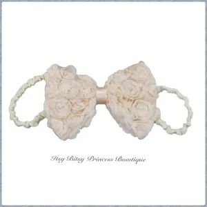 Champagne Cream Rose Bow headband