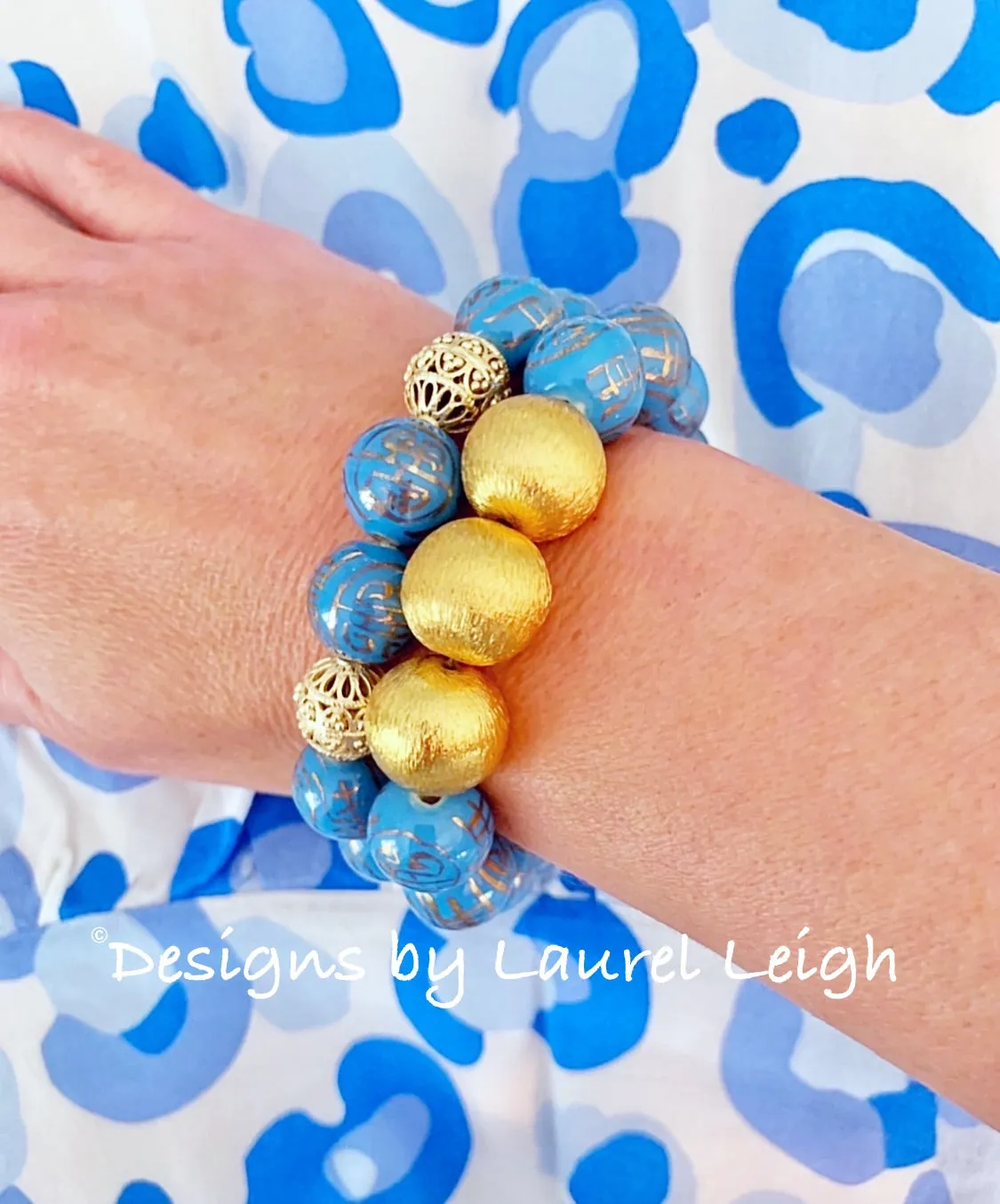 Chinoiserie French Blue & Gold Filigree Bracelet