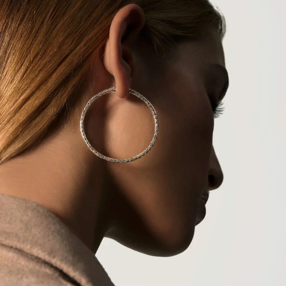 Classic Chain Silver Large Hoop Earrings