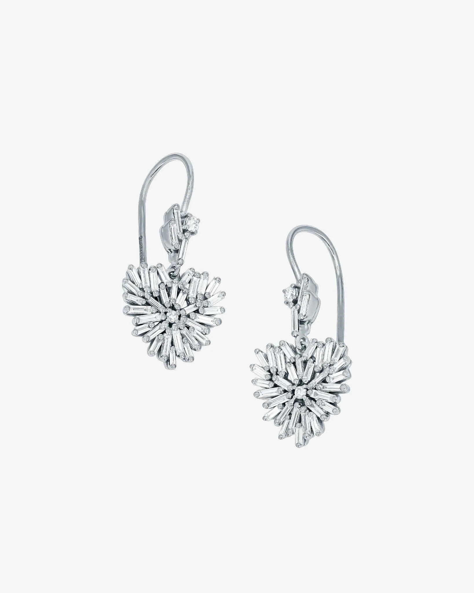 Classic Diamond Small Heart Hook Earrings