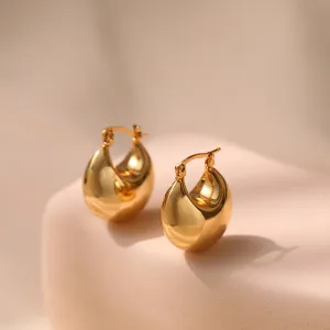 Classic Gold Dome Hoop Earrings-jlt11833